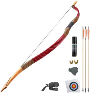 KAINOKAI Traditional Handmade Longbow Horsebow, Hunting Recurve Archery Bow Set